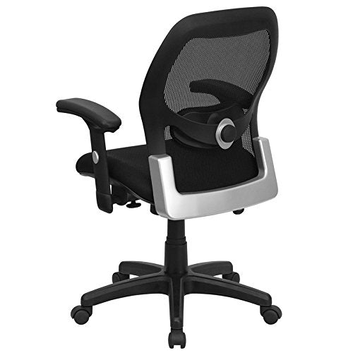 Mid-Back Super Mesh Office Chair with Black Fabric Seat