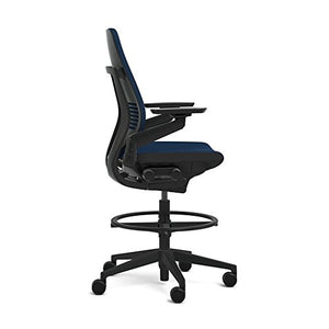Steelcase Gesture 442 Stool Chair - Cogent: Connect Scarlet Fabric, Medium Seat Height, Shell Back, Dark on Dark Frame