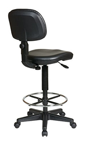 Office Star Drafting Chair with Adjustable Footring & Sculptured Vinyl Seat, Black