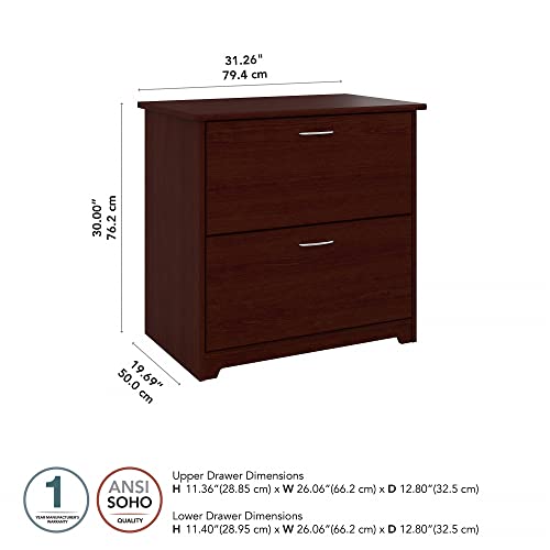 Bush Furniture Cabot 2 Drawer Lateral File Cabinet | Home Office Document Storage, 32W, Harvest Cherry