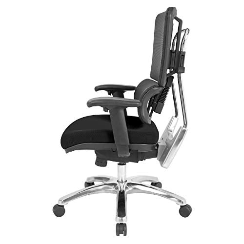 Office Star Pro X996 Manager's Office Chair with Lumbar Support, Black Mesh Back, Aluminum Base