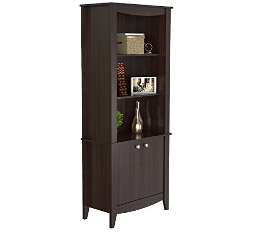 Inval BE-8004 Espresso Wengue Wood 4 Shelf Bookcase with Covered Storage