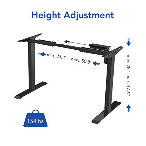 Flexispot EN1B Height Adjustable Desk Frame Electric Sit Stand Desk Base Home Office Stand up Desk(Black Frame)