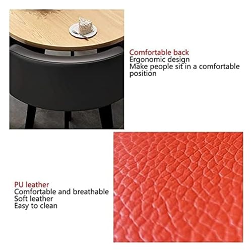DioOnes Table Set with Chair, Wooden Dining Set & PU Leather Sofa Chair - 80cm Square Table