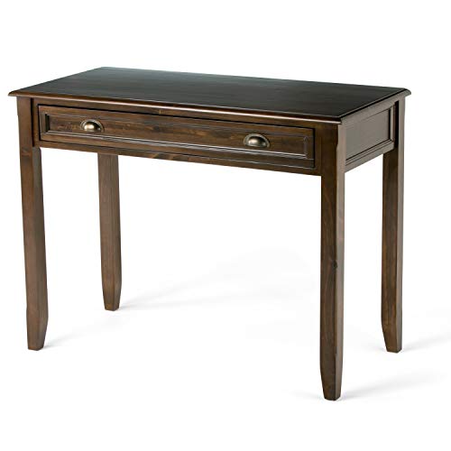 SIMPLIHOME Burlington SOLID WOOD Traditional 42 inch Wide Home Office Desk, Writing Table, Workstation, Study Table Furniture in Mahogany Brown with 1 Drawer