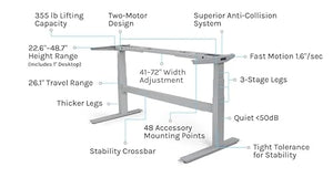 UPLIFTDESK Bamboo Curve Standing Desk 60 x 30 inch 2-Leg V2-Commercial Adjustable C-Frame (Gray) with Advanced Keypad, Wire Management, Rocker Board