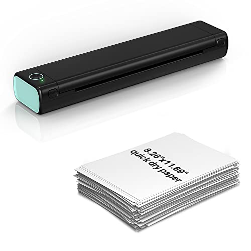 Phomemo M08F Portable Printer, 2022 Upgrade Lightweight and Compact Mobile Printer, Wireless Printer for Travel + 200 Sheets 8.26"x11.69" A4 Quick Drying Thermal Paper, Compatible with Phone & Laptop