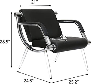 Kinfant Waiting Room Chairs Sofa Furniture - 5-Seat Office Guest Reception Chair with Armrest (Black - PU)