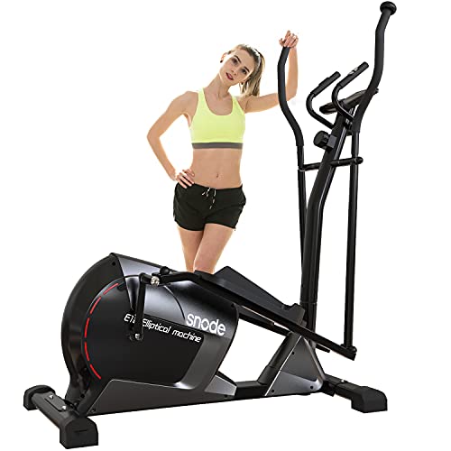 snode Magnetic Elliptical Machine, Eliptical Trainer with 3PC Crank,Elliptical Exercise Machines Home Use with Pulse Rate and LCD Monitor,8 Levels Resistance