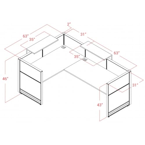 KANSOLE Flex Reception Desk with Lighting Panel (67" x 98", L-Shape)