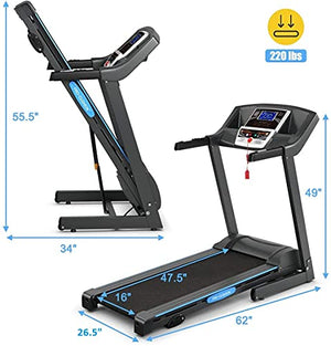 GYMAX Folding Treadmill, Electric Motorized Running Machine with LCD Monitor & Incline Options, Home Use Running Walking Jogging Machine for Cardio Workout Fitness