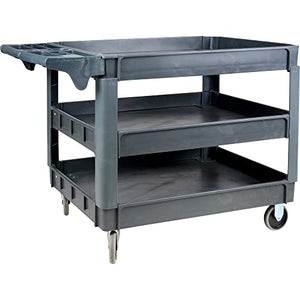 Ironton Utility Cart 500-Lb. Capacity 3 Tray, Maintenance-Free Structural Foam, Scratch Resistant, 46 3/5in.W x 25 2/5in.D x 32 7/10in.H