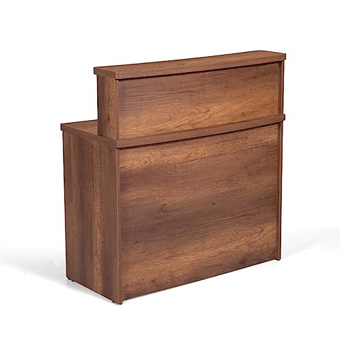 UGOS Mono Walnut Modern Reception Desk with Transaction Counter | Laminate Desktop | Multifunctional Standing Front Desk (40 inch)