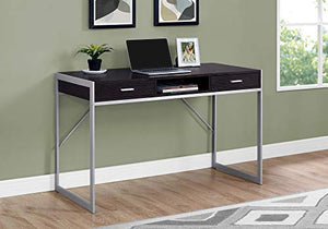 Monarch Specialties Contemporary Laptop Table with Drawers and Shelf Home & Office Computer Desk-Metal Legs, 48" L, Cappuccino