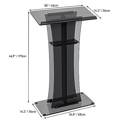 YITAHOME Podium Stand 47" Tall for Churches, Weddings, Classroom - Portable Lectern with Reading Surface & Storage Shelf