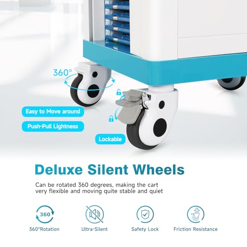 Enocreay Mobile Medical Trolley Cart 30 Tiers Shelves Record Archive Cart 132 LBS Load