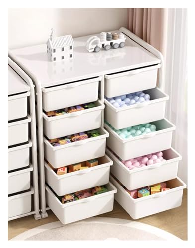WAHHWF White Rolling Toy Storage Cart with 10 Drawers - Nursery/Home/Child's Room Organizer