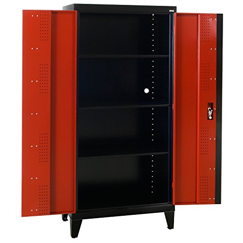 Sandusky Lee GF3F361872-019L Modular System Storage Cabinet, 2 Door, 36" Width x 18" Diameter x 79" Height, Black/Red