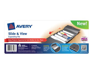 Avery Slide and View Expanding File, Gray, Five Pockets, Letter Size, 1 Folder (73518)