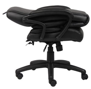 Boss Office Products B8702 High Back No Tools Required Top Grain Leather Chair with Knee Tilt in Black