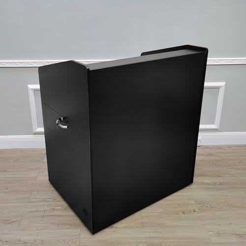 FixtureDisplays Multimedia Podium Pulpit Lectern with Cabinet, Side Drawer & Keyboard Tray - Black 119704-NF