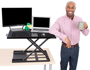 Stand Steady X-Elite Pro Standing Desk Converter | Instantly Convert Any Desk into a Stand Up Desk | Easy Lift Height Adjustable Standing Desk | No Assembly Required (28 x 20 / Black)