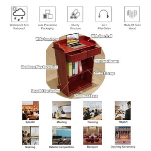 VducK Lectern Podium Stand with Wide Reading Surface and Storage Shelf