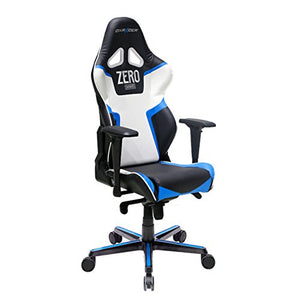 DXRacer OH/RV118/NBW/ZERO Racing Series White and Blue Gaming Chair - Includes 2 Free Cushions