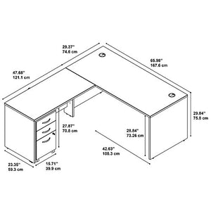 Bush Business Furniture Series C L Shaped Desk with Return, File Cabinet, 66W, Hansen Cherry