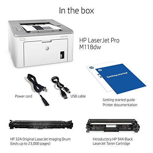 HP Laserjet Pro M118dw Wireless Monochrome Laser Printer with Auto Two-Sided Printing, Mobile Printing & Built-in Ethernet (4PA39A) (Renewed)