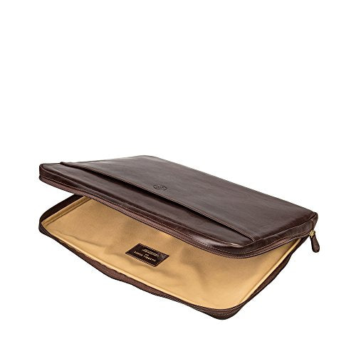 Maxwell Scott Men's Leather 15 Inch Laptop Cover - Verzino Brown