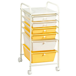 None Rolling Storage Cart Organizer (Black/Yellow)
