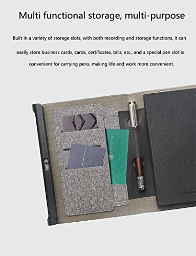 GZQDX Smart Notebook Fingerprint Unlock Journal Personal Notepad Electronic Lock Diary with Card Slot for Agenda Planner (Color : Gray)