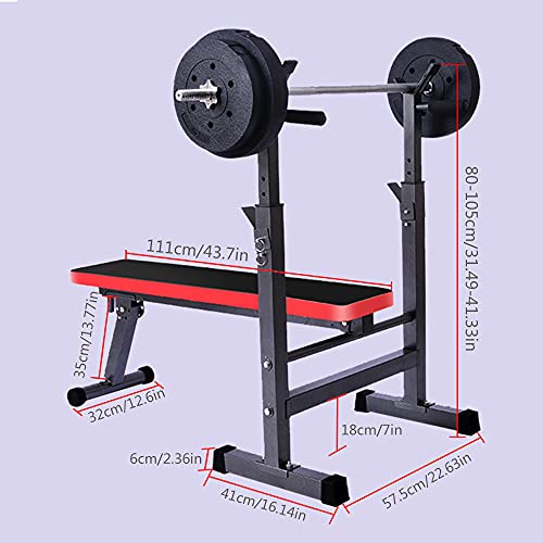 N / B Multifunctional Bench Press Barbell Rack, Weight Benchs Barbells Set, Foldable Adjustment Easy Store Home-Based Strength Training Fitness Equipment, Black