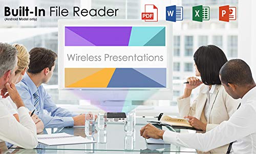 AAXA P300 Neo Smart Android Mini Pico Projector with Battery – Native HD Portable Wireless LED DLP Projector Support 1080p, WiFi Bluetooth HDMI USB Smartphone Mirror, for Business and Home Theater