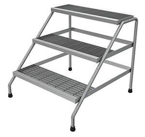 Vestil SSA-3W Aluminum Step Stand, 3 Step Wide Welded, Silver