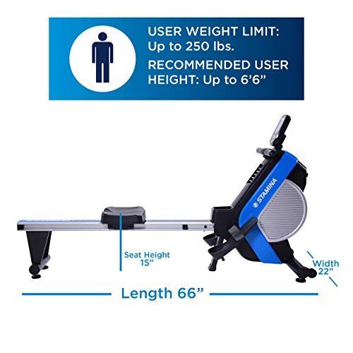 Stamina DT Plus Rowing Machine 1409 / Includes Two Online Expert-Guided On Demand Workouts/Stream from Any Device