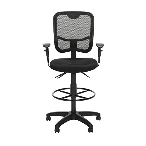 OFM Comfort Series Ergonomic Mesh Swivel Task Chair with Arms and Drafting Kit, Mid Back, in Black (130-AA3-DK-A05)