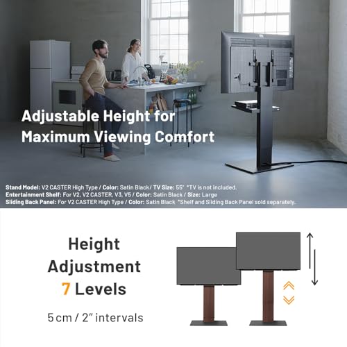 WALL V2 Caster High Type Universal TV Stand - Walnut