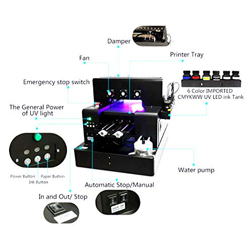 UV Printer A4 Size UV Flatbed Printer for Bottle, Phone Case, Lighter, TPU, PVC, Metal, Wood