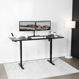 VIVO Electric Height Adjustable Stand Up Desk 71x30 - Black Table Top, Black Frame