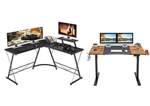 Mr IRONSTONE Electric Height Adjustable Desk 53.5" Standing Desk Sit to Stand Home Office Computer Desk & L-Shaped Desk 50.8" Computer Corner Desk, Home Gaming Desk, Office Writing Workstation