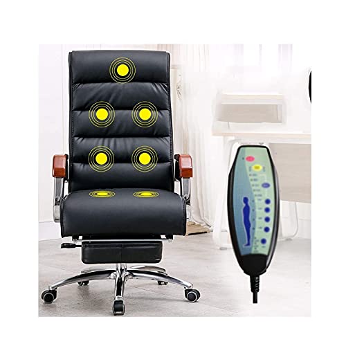 BKWJ Executive Managerial Office Chair with Fixed Armrest, Black Leather