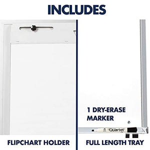 Quartet Easel, Dry-Erase, Steel, Dual-Purpose Writing Board/Flipchart, Total Erase, 29" x 40", Black Frame (81E)