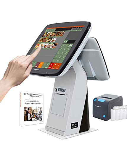 ZHONGJI Restaurant Point of Sale (POS) System with Built-in Thermal Receipt Printer, Cash Drawer, and Kitchen Printer - SET02