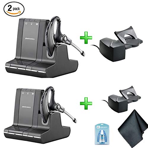 Plantronics Savi W730 Multi Device Wireless Headsets (83543-11) 2 Pack - Bundle with 2X Plantronics HL10 Handset Lifters