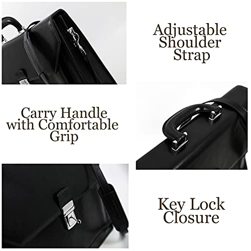 Mens Leather Briefcase Full Grain Leather Laptop Bag up to 17’’ Brown Attache Case - Time Resistance