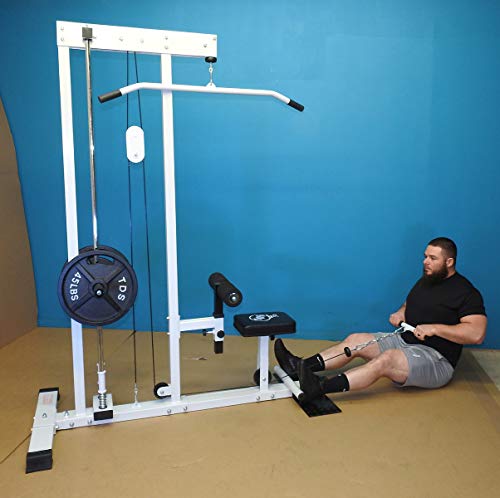 TDS Super LAT Pull Down and Low Row Cable Machine (Grey Finish) with CR Plated Solid Steel Guide rods for Smooth Performance