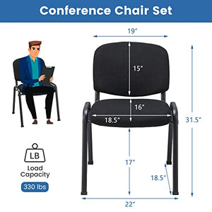 Casart Stackable Conference Chair Set - 5 PCS, Steel Frame, Ergonomic Design, Sponge Seat & Back - Office Furniture