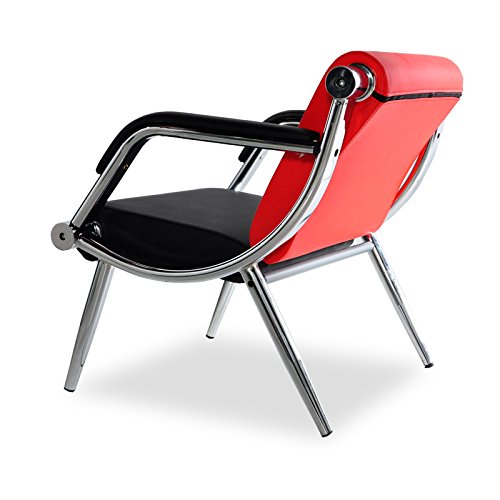 BORELAX 2Pcs Office Reception Chair Waiting Room Visitor Guest Sofa Seat Orange Red and Black PU Leather